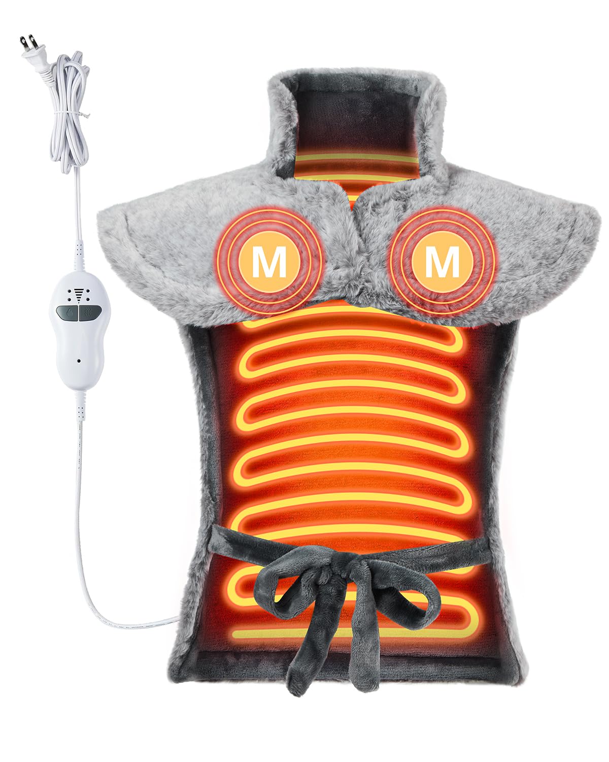 GarveeHome vibrating heating pad neck-shoulders-back delivers full-coverage warmth for relief.
