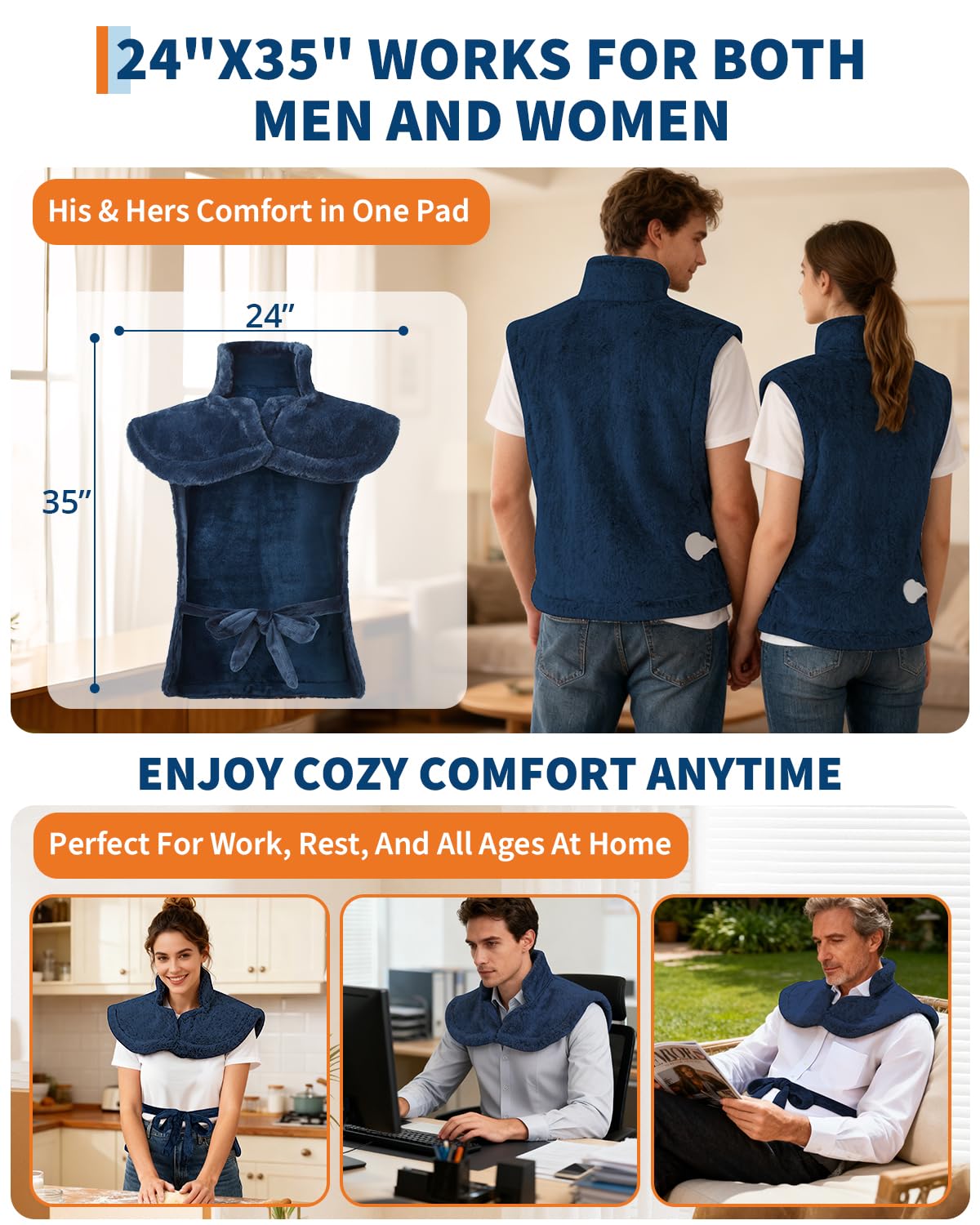 GarveeHome wearable heating pad with waist straps for hands-free warmth