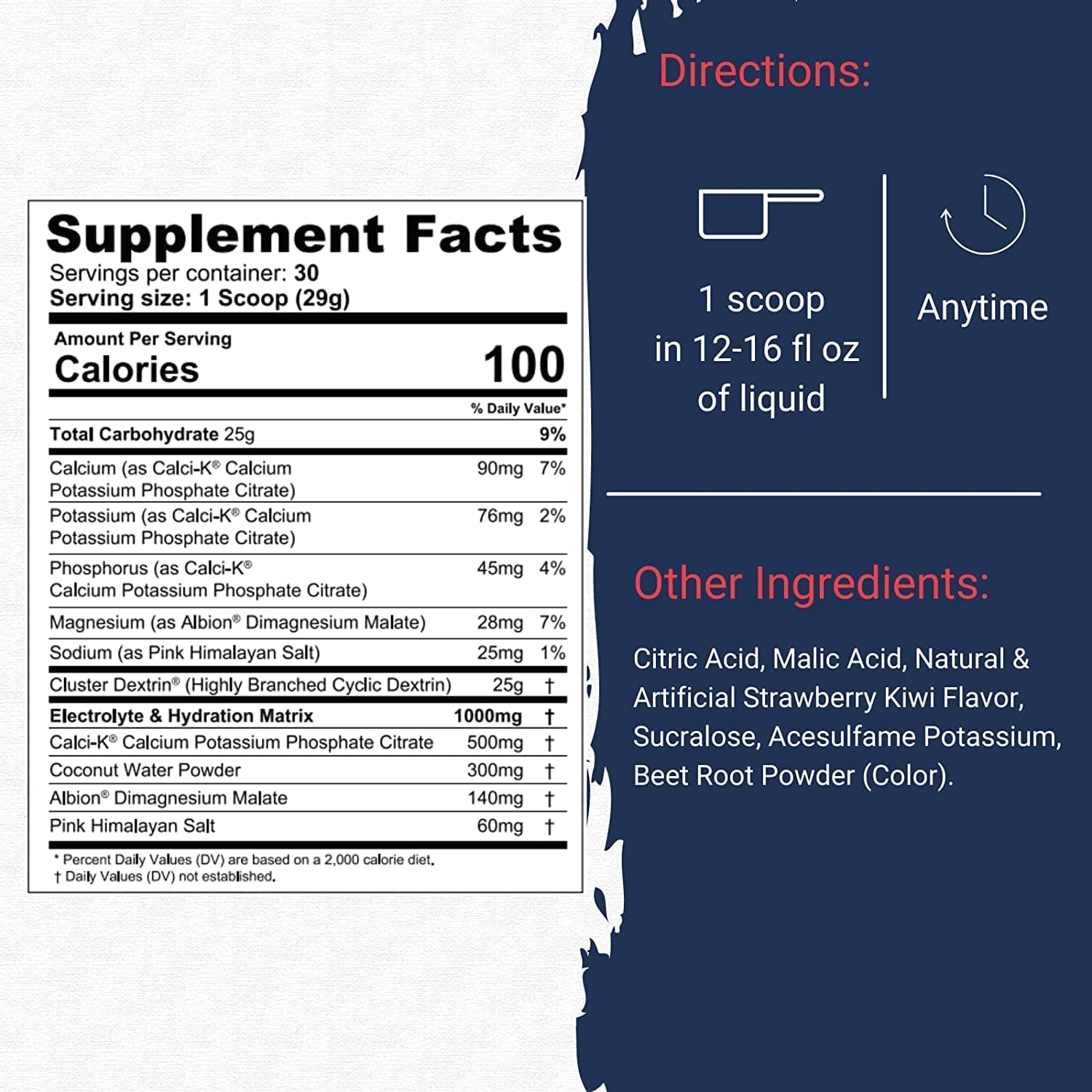 Glycofuse scoop beside tub highlighting 25 g carbohydrate cluster dextrins.