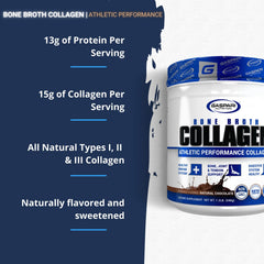Gaspari Nutrition Bone Broth pour aids post-workout hydration with rich flavor.