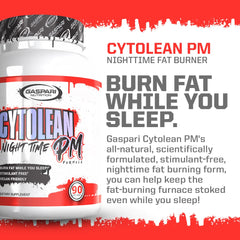 Gaspari Nutrition Cytolean PM capsules closeup emphasizes vegan capsules for night use.