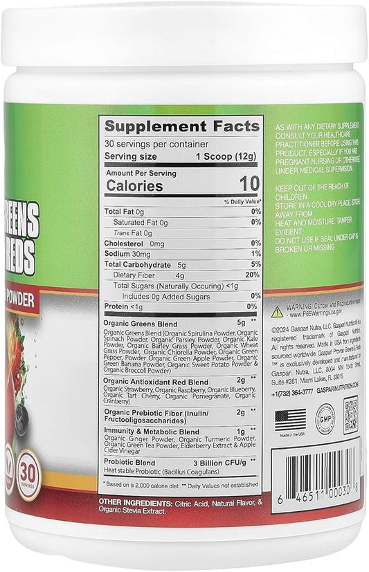 Gaspari Nutrition Greens and Reds mix in a glass for easy daily nutrition.