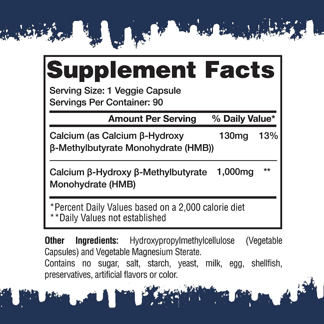 Gaspari Nutrition HMB bottle label close-up highlights clinically studied HMB