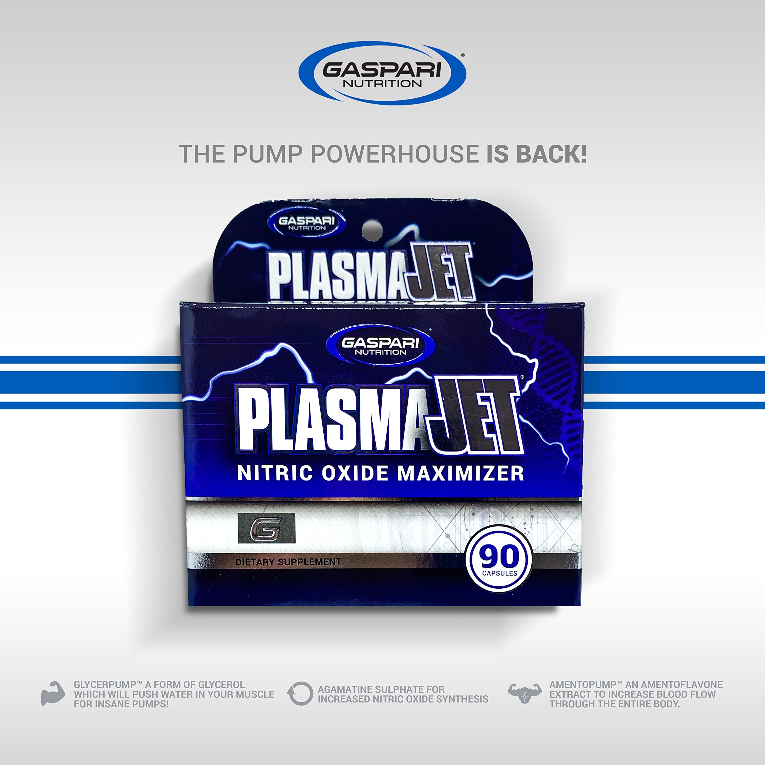 Gaspari Plasmajet label close-up showing performance formula for gains.