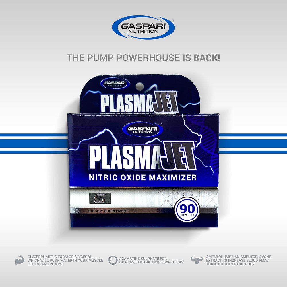 Gaspari Plasmajet label close-up showing performance formula for gains.