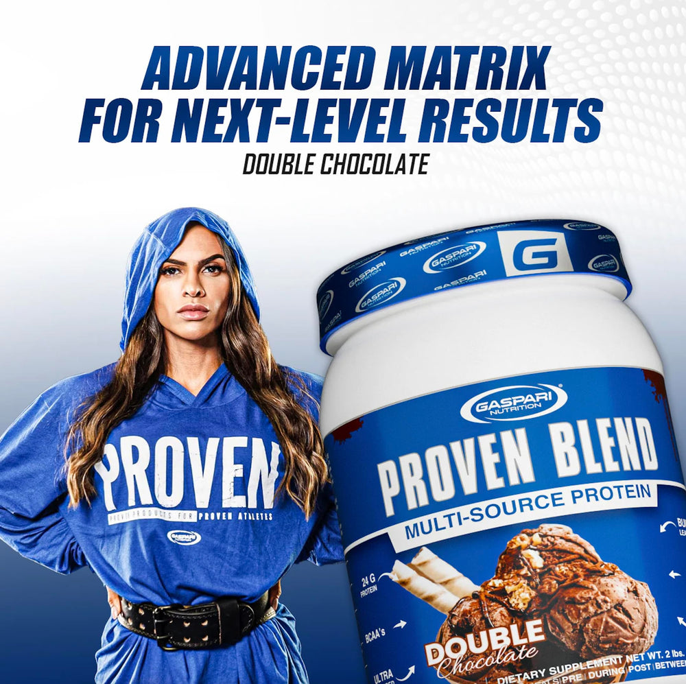 Gaspari Proven Blend pre/post workout use scene suggests versatile timing for training days.