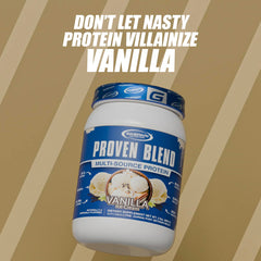 Gaspari Proven Blend scoop measuring image demonstrates portion control for consistent usage.