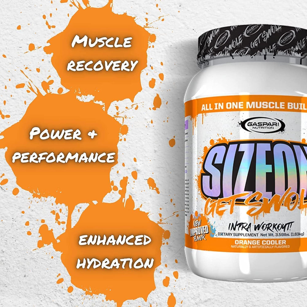 Gaspari Nutrition SizeOn dissolving glass highlights fast mixability during sessions.