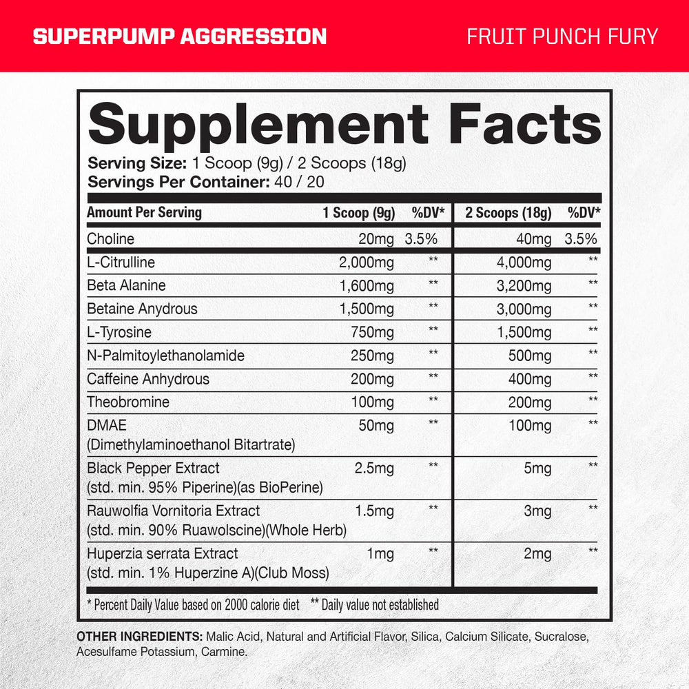 Gaspari Nutrition SuperPump Aggression bottle pour ready-to-mix energizing formula.