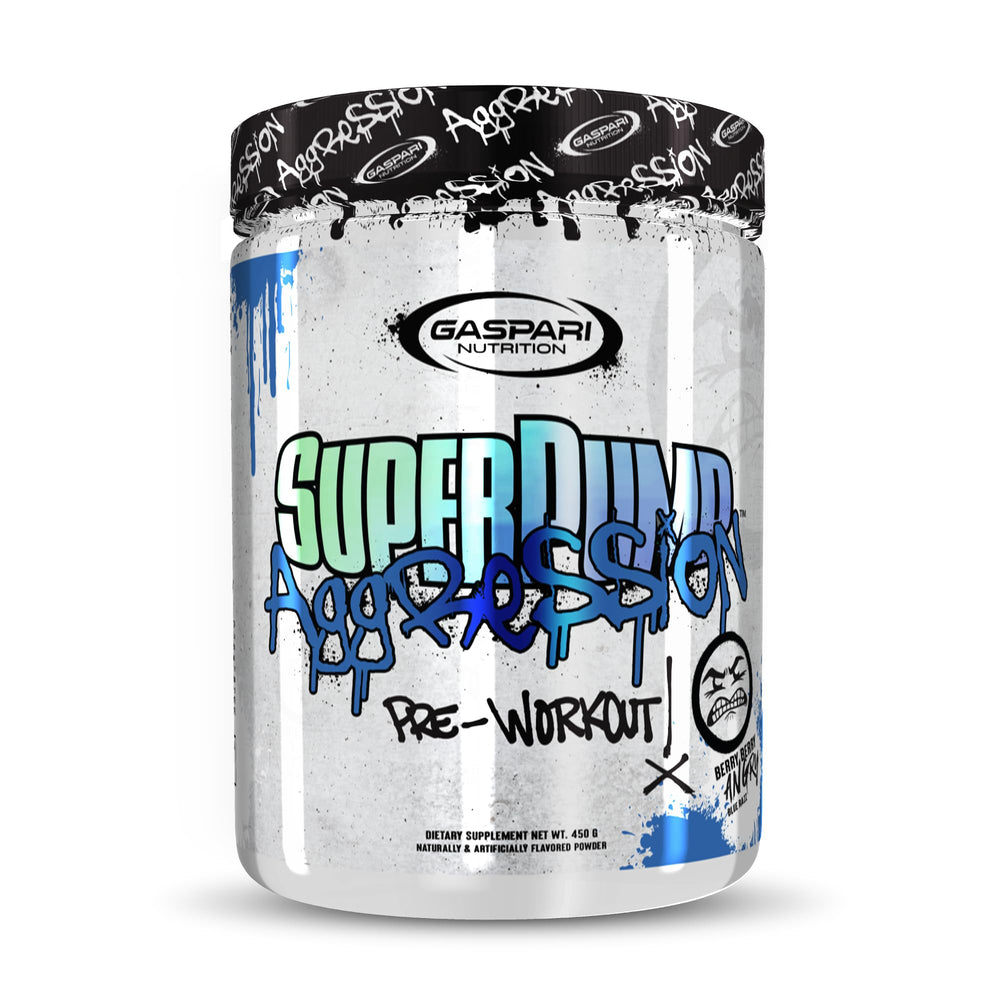 Gaspari Nutrition SuperPump Aggression bottle for on-the-go pre-workout energy.
