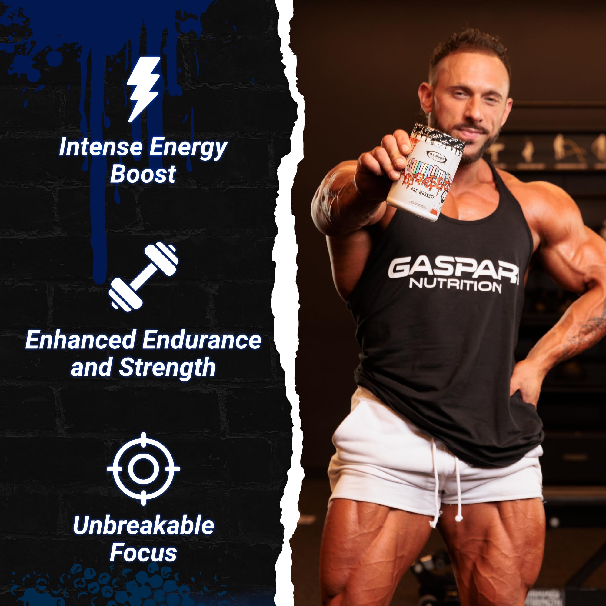 Gaspari Nutrition SuperPump Aggression label detail shows caffeine and creatine blend.