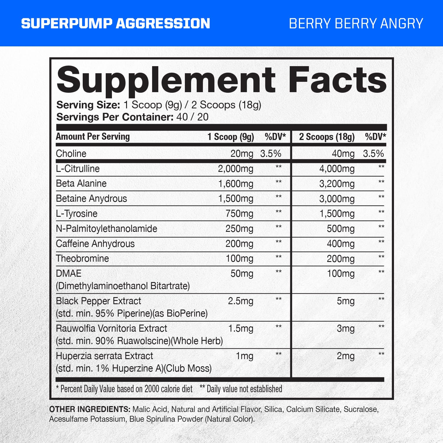 Gaspari Nutrition SuperPump Aggression scoop shown for precise, consistent servings.
