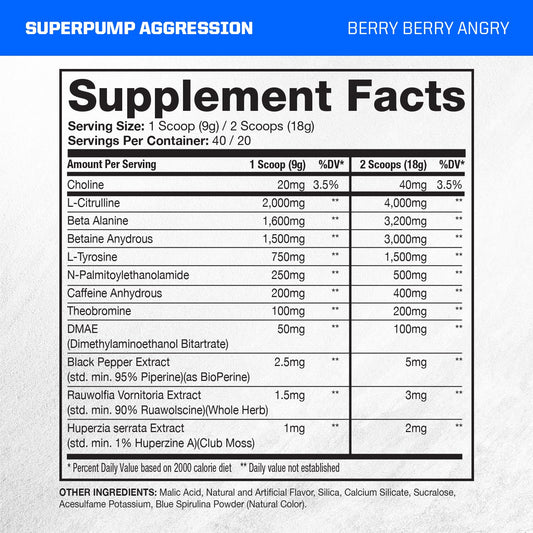 Gaspari Nutrition SuperPump Aggression scoop shown for precise, consistent servings.