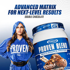 Gaspari Proven Blend powder dispensing for a smooth, convenient daily protein dose.