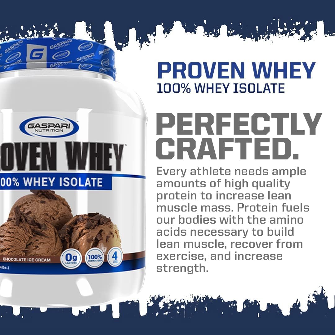 Gaspari Proven Whey chocolate ice cream flavor image with indulgent yet clean nutrition