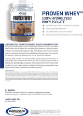 Gaspari Proven Whey RBST-free label emphasizing purity