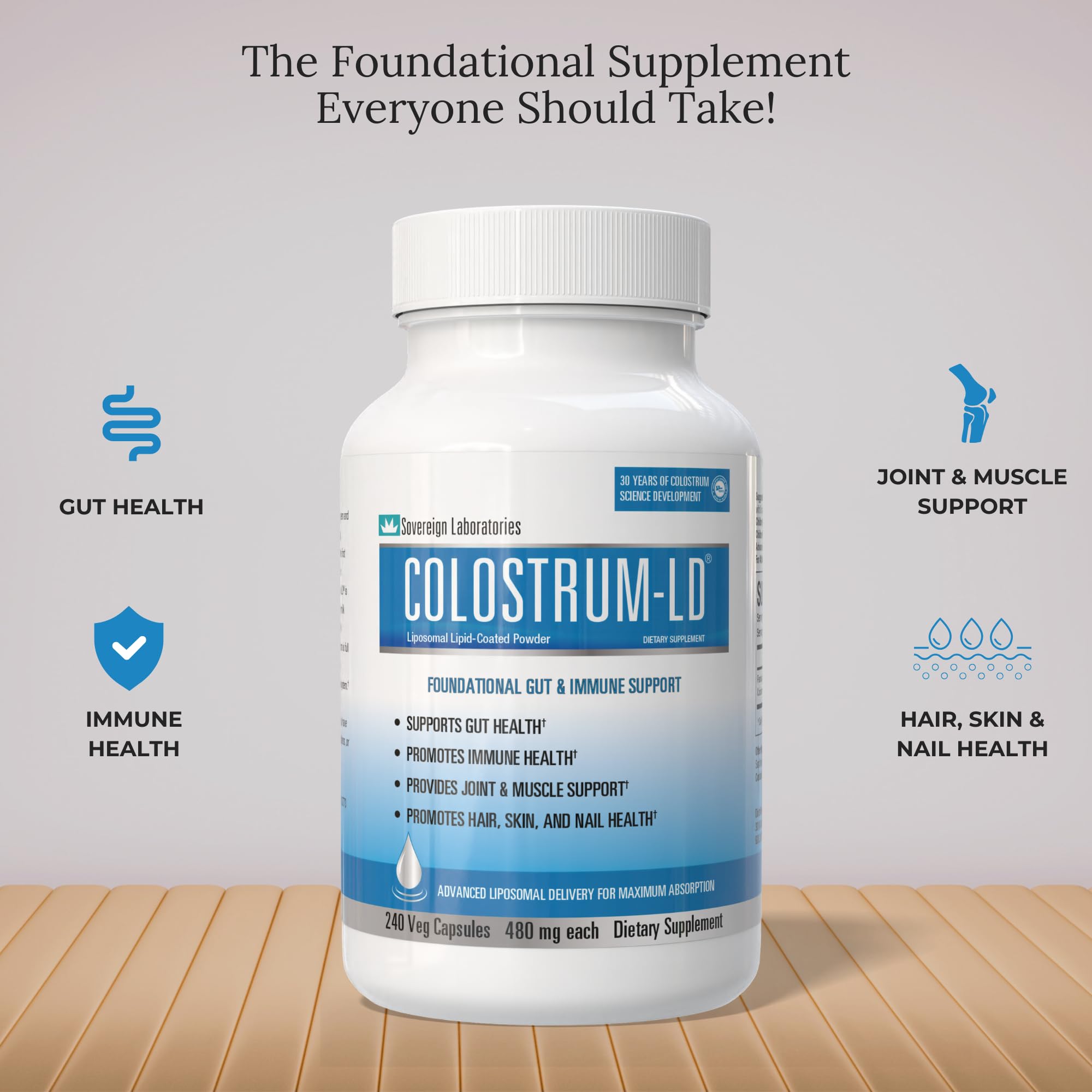 GastroDefense Colostrum-LD ingredients panel highlighting quality and safety.