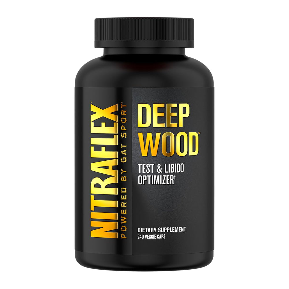 GAT SPORT Deep Wood Libido bottle label emphasizes vitality support with stimulant-free ingredients.
