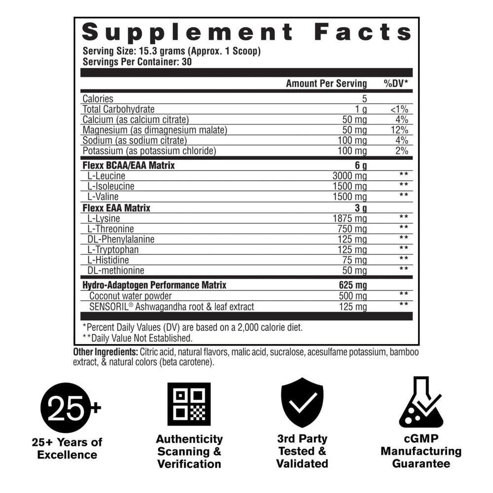 GAT SPORT Flexx EAAs lemon lime scoop shows convenient serving for faster muscle recovery.