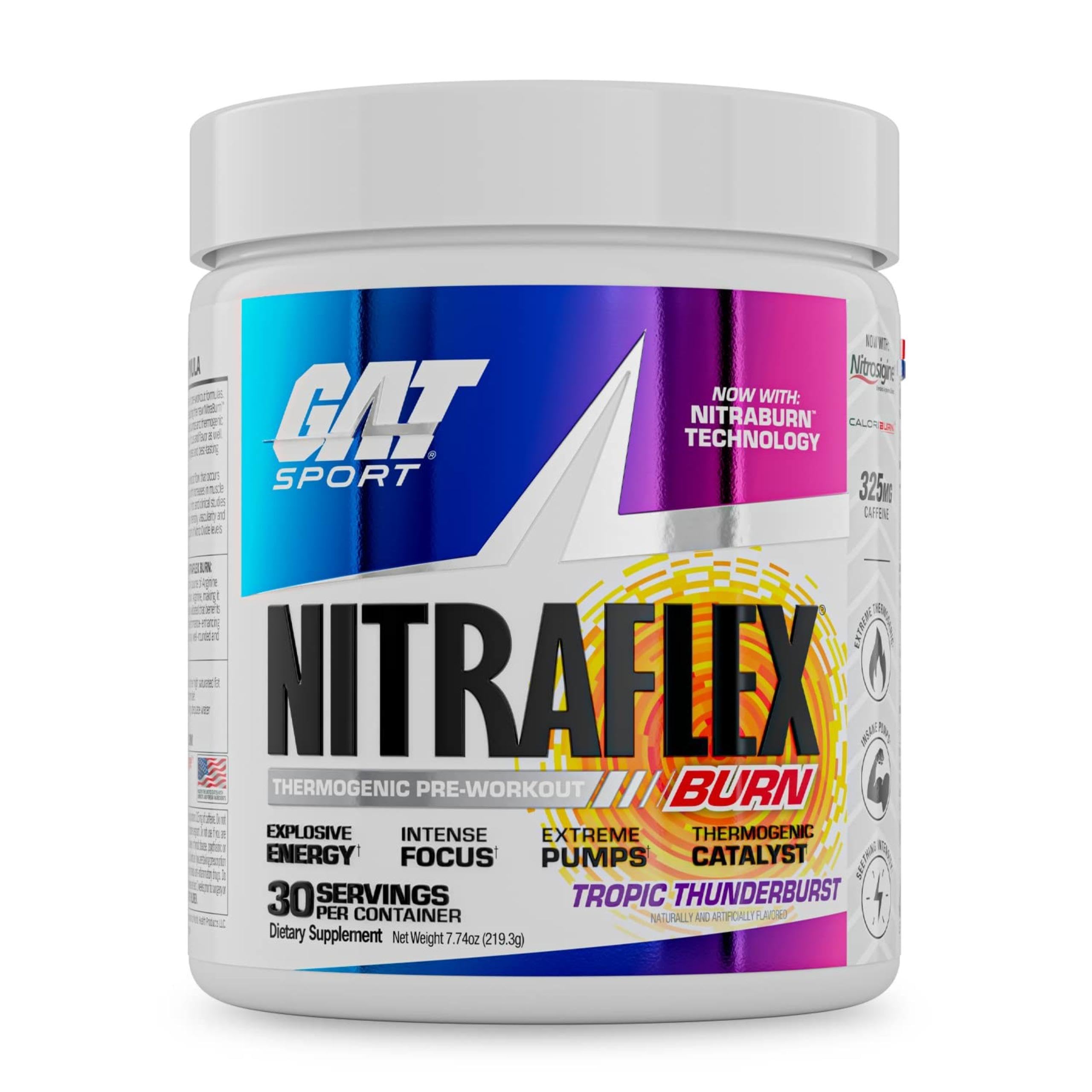GAT SPORT NITRAFLEX Burn canister front for high-energy training.