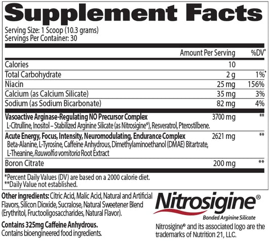 Nitraflex powder scoop highlighting single-serving potency for quick energy