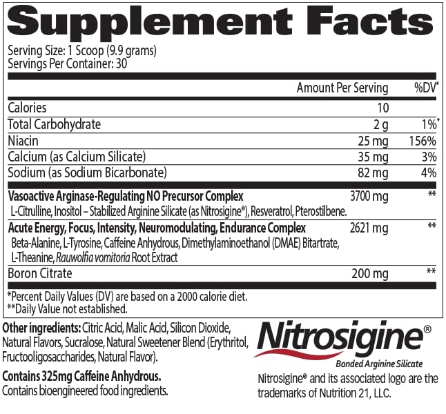 GAT SPORT Nitraflex tub back with nutrition panel for informed dosing during workouts