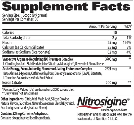 GAT SPORT Nitraflex tub back with nutrition panel for informed dosing during workouts
