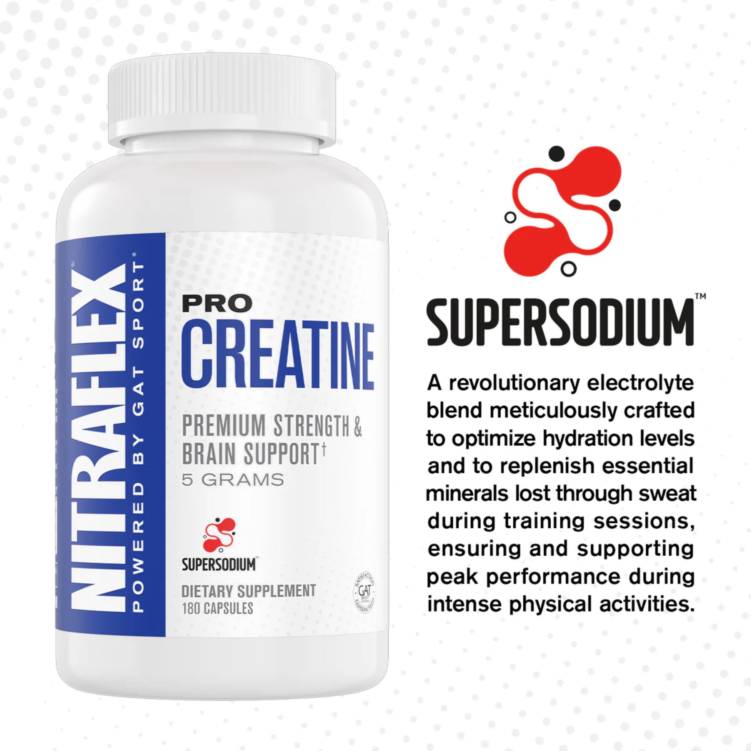 GAT SPORT Pro Creatine Capsules label CGMP emphasizes quality you can trust.