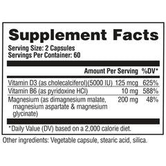 GAT SPORT Pro Magnesium bottle side label highlighting D3 and B6 cofactors.
