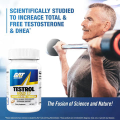 GAT SPORT Testrol Gold ES bottle shows dosage and cycle guidance for consistent use