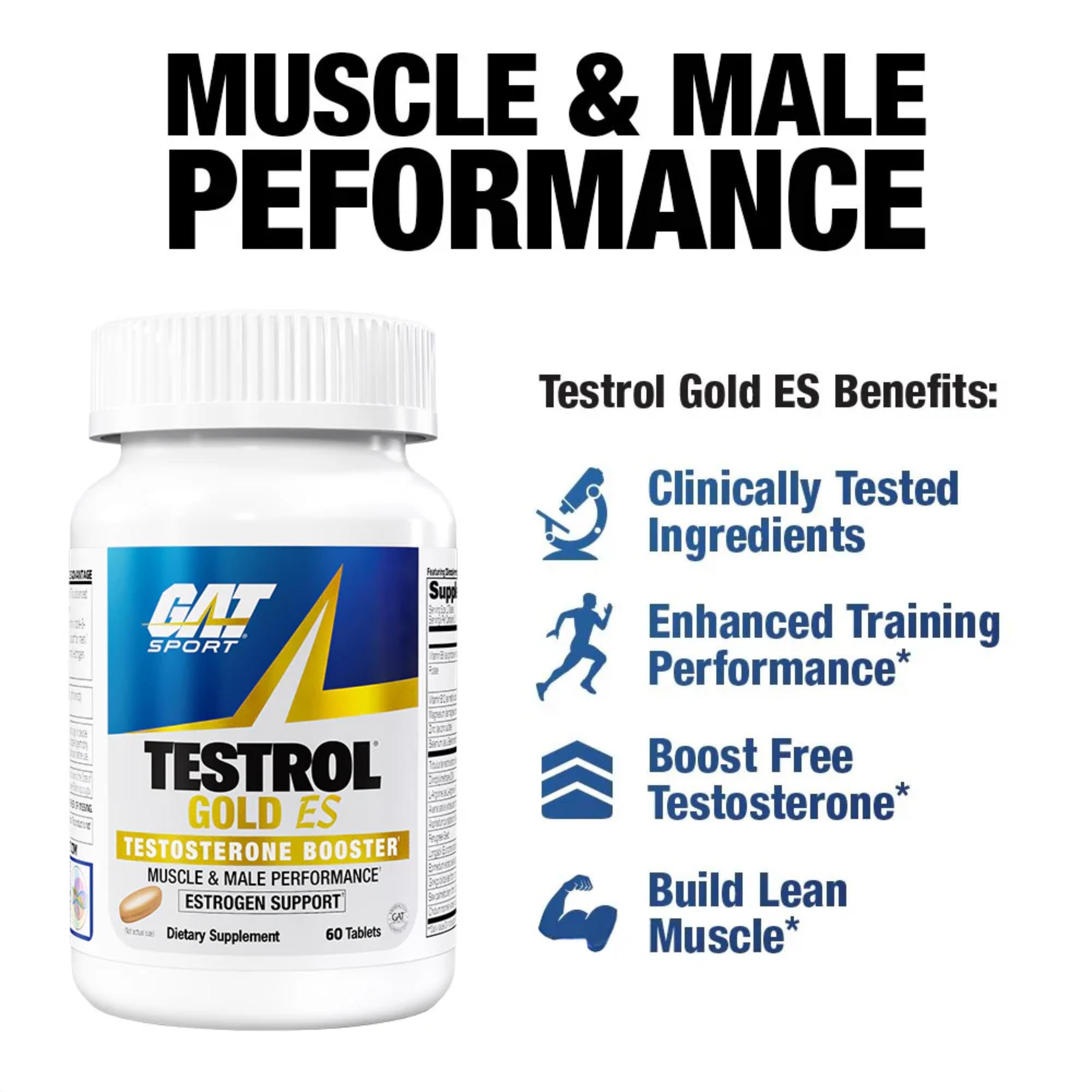 GAT SPORT Testrol Gold ES bottle with tablets ready for the 8-week cycle