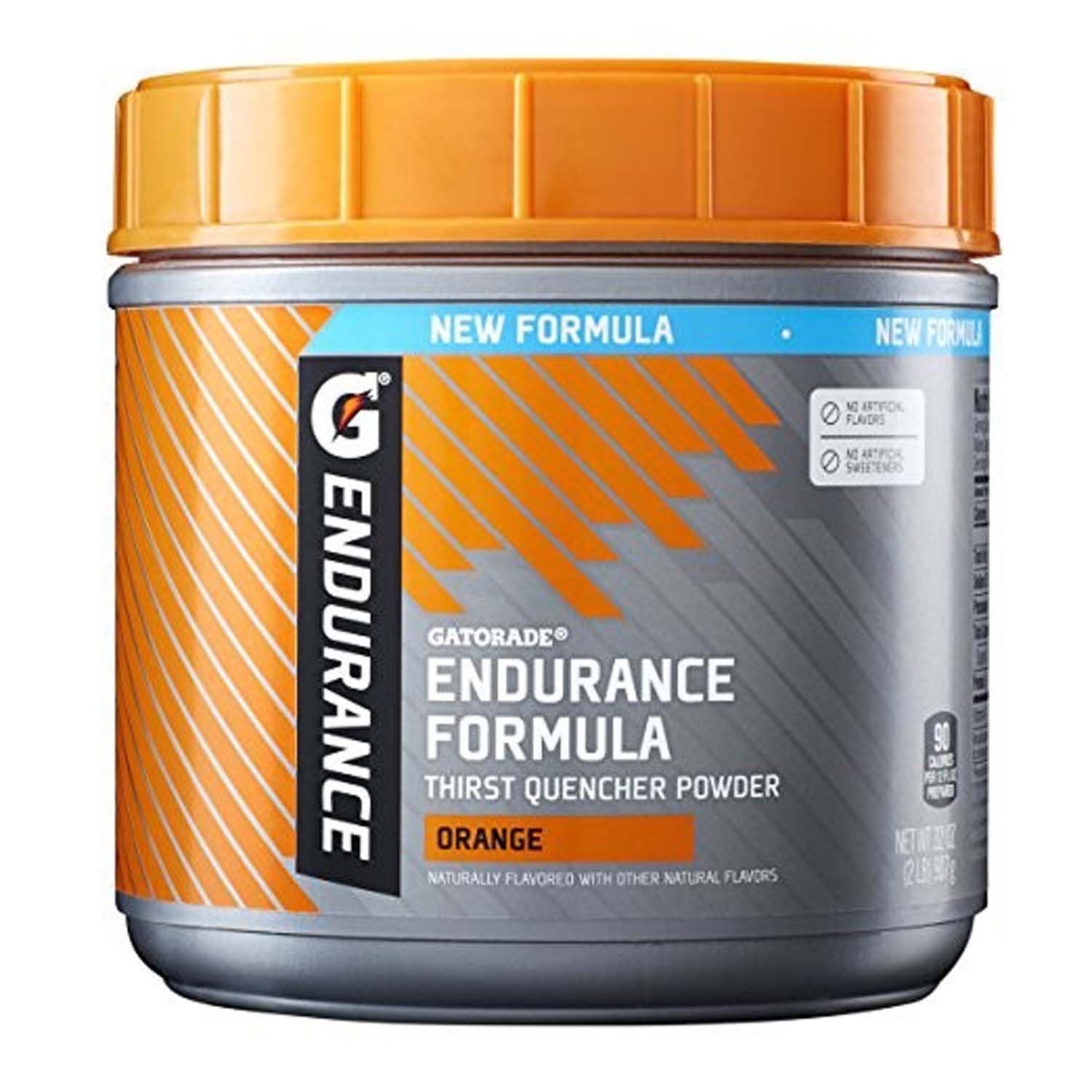 Gatorade Endurance Formula close-up highlights orange flavor and electrolyte blend.