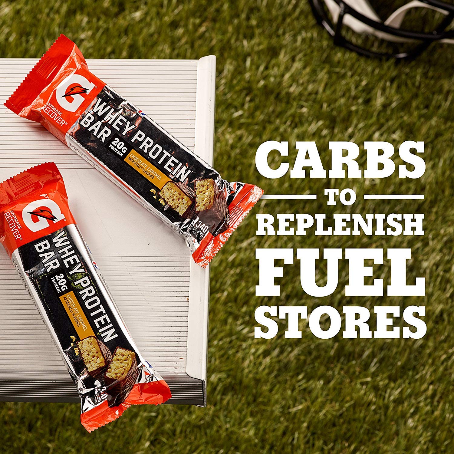 Gatorade Recover Bars beside gym bag, perfect for quick fueling