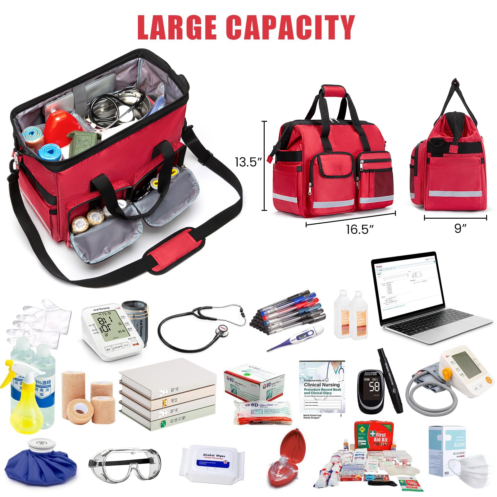 Gatycallaty first-aid bag retractable handle for easy transport