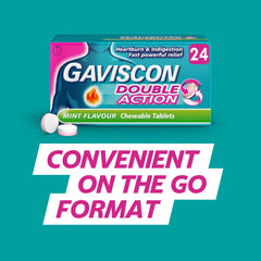 Gaviscon Doble Acción Tabletas Menta, caja de 24 unidades para iniciar el día.