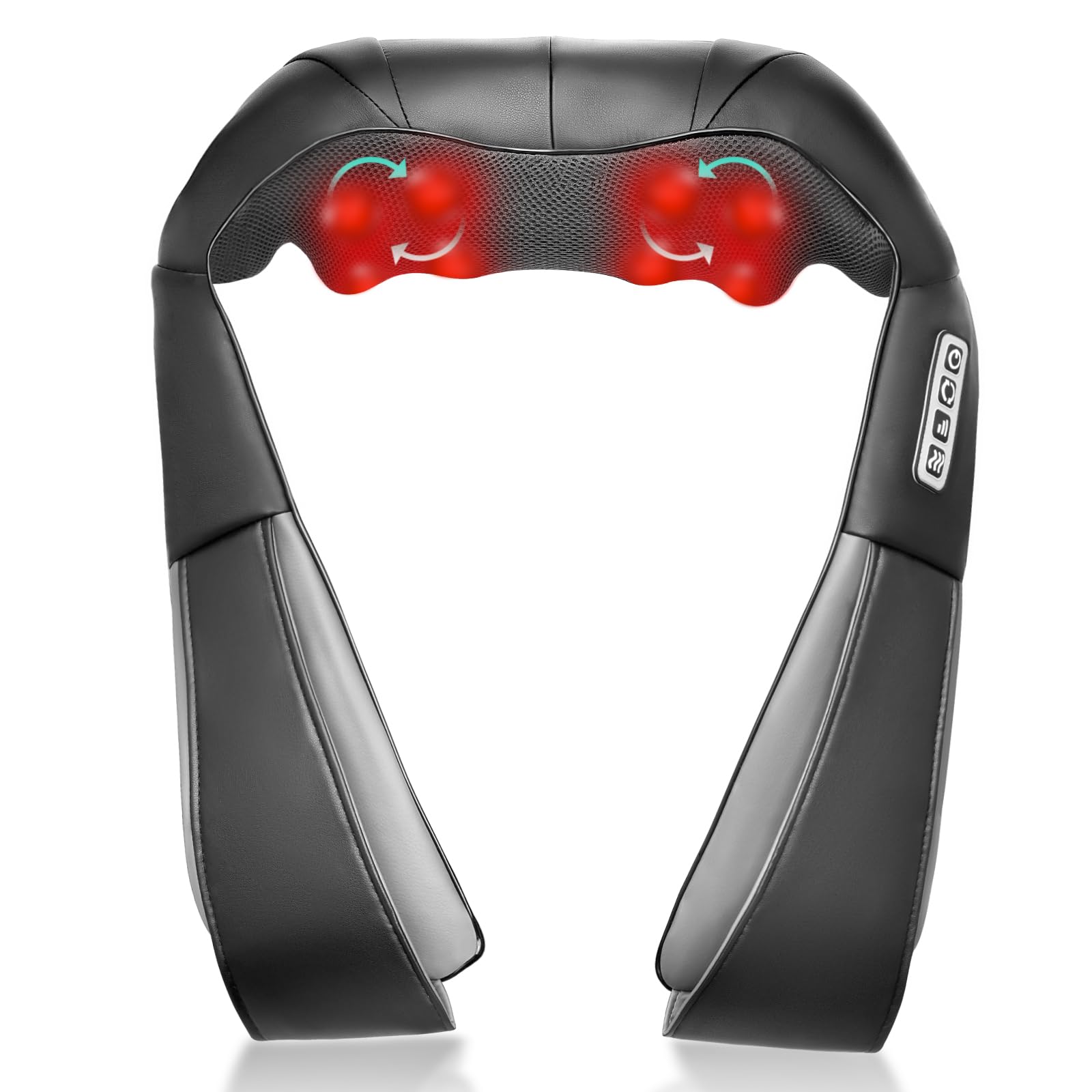 GAXEZO Shiatsu back massager with heat and rotating nodes for deep kneading relief