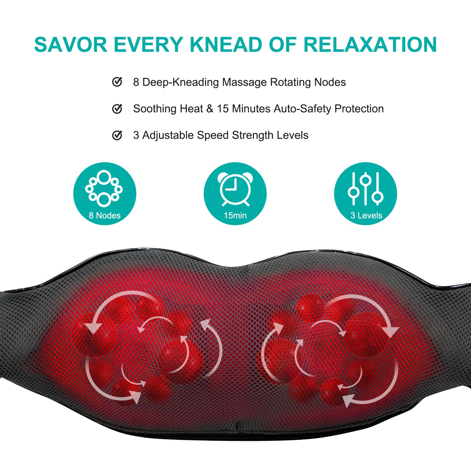 GAXEZO massager close-up of rotating nodes for targeted tension release