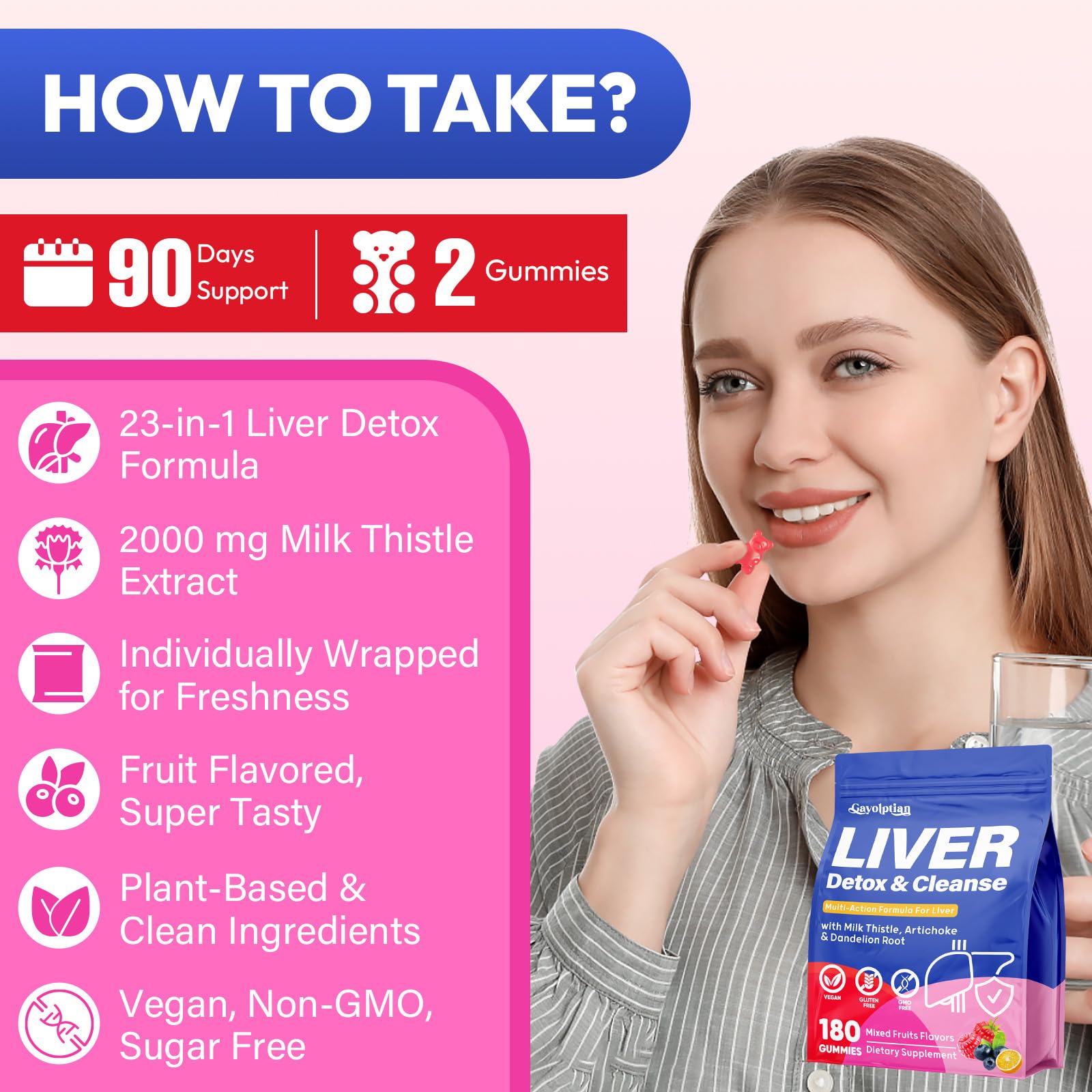 Gayolptian Liver Detox Gummies travel pack showing on-the-go convenience