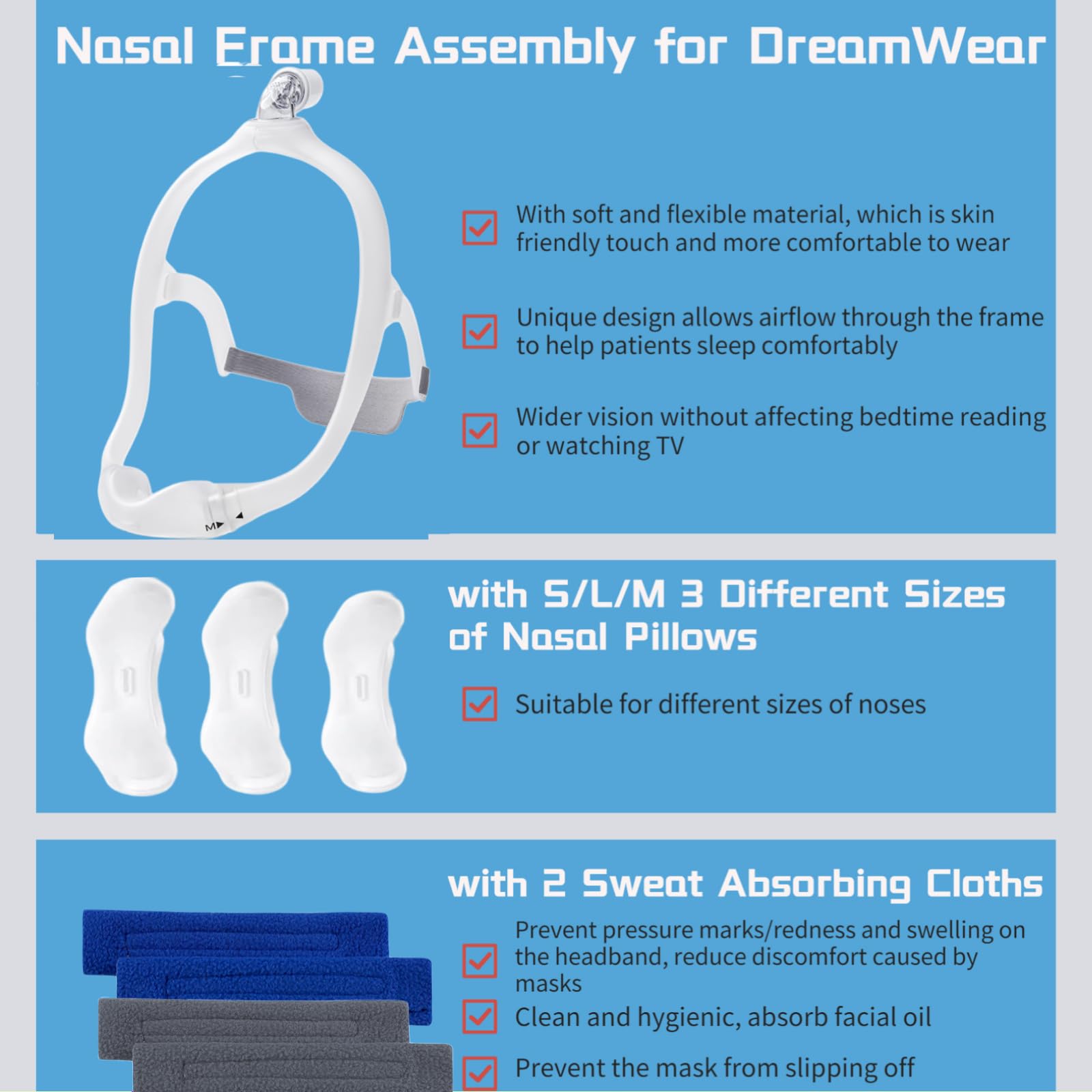 Gbbazu nasal pillow frame available in three sizes for a custom fit