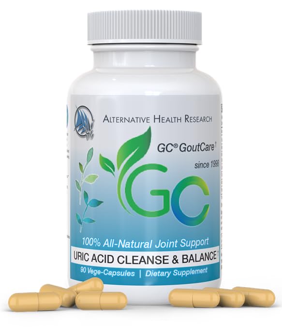 GC GoutCare bottle front with 90 capsules for uric acid support