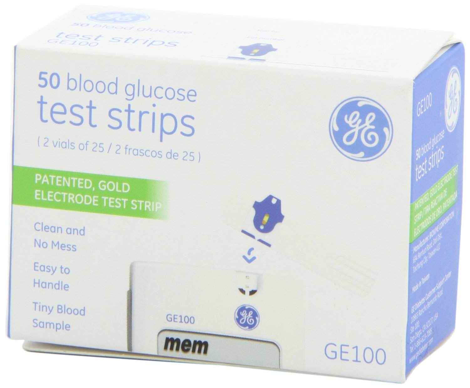 GE100 Blood Glucose Test Strips 200-pack for quick readings with GE100