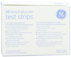 GE100 strips close-up; small blood sample enables easy testing
