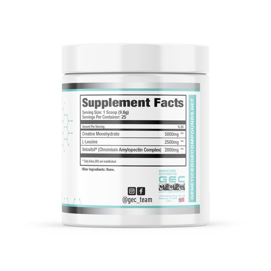 Genetic Edge Compounds GEC Muscle Potion unflavored powder blends easily into shakes