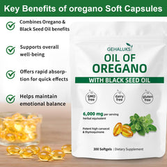 GEHALUKS dual-ingredient formula oregano oil and black seed oil in softgels