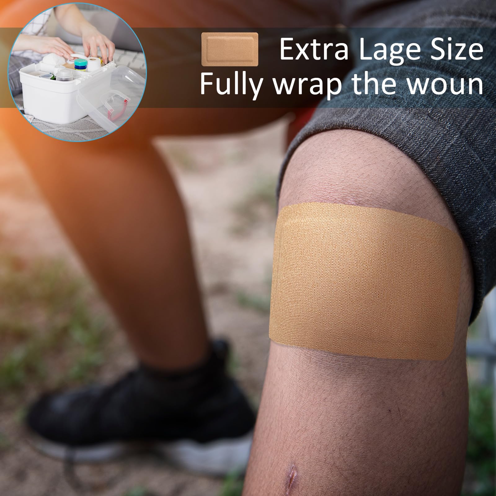 Geiserailie skin-tone fabric bandage offers breathable comfort.