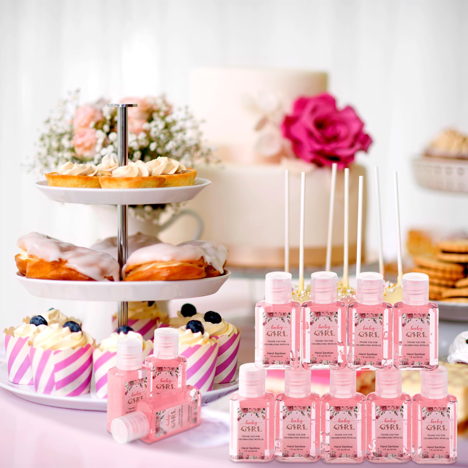 Gejoy baby girl shower favors with portable sanitizers for guests