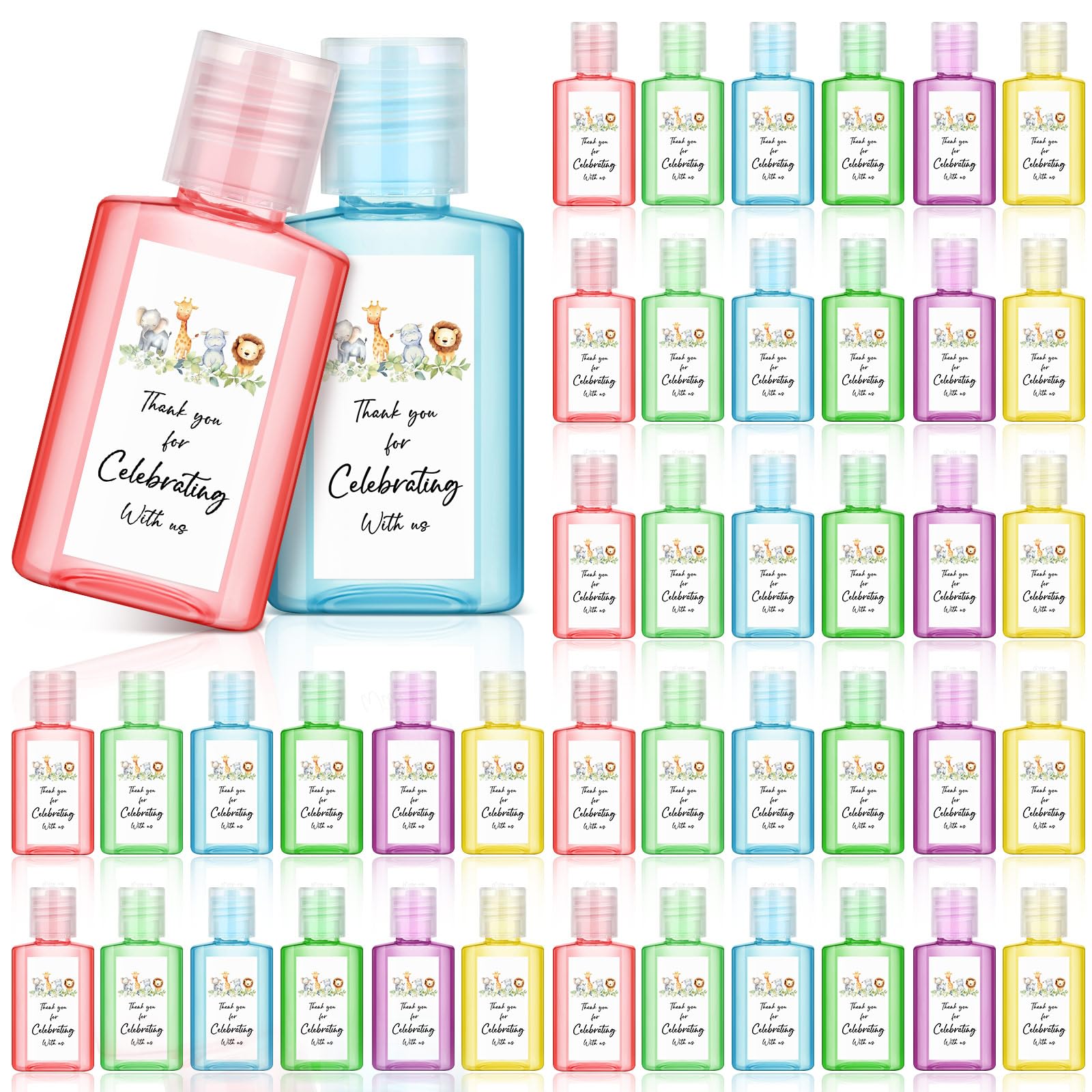 Gejoy safari animal hand sanitizer bottle, 1oz travel size for guests