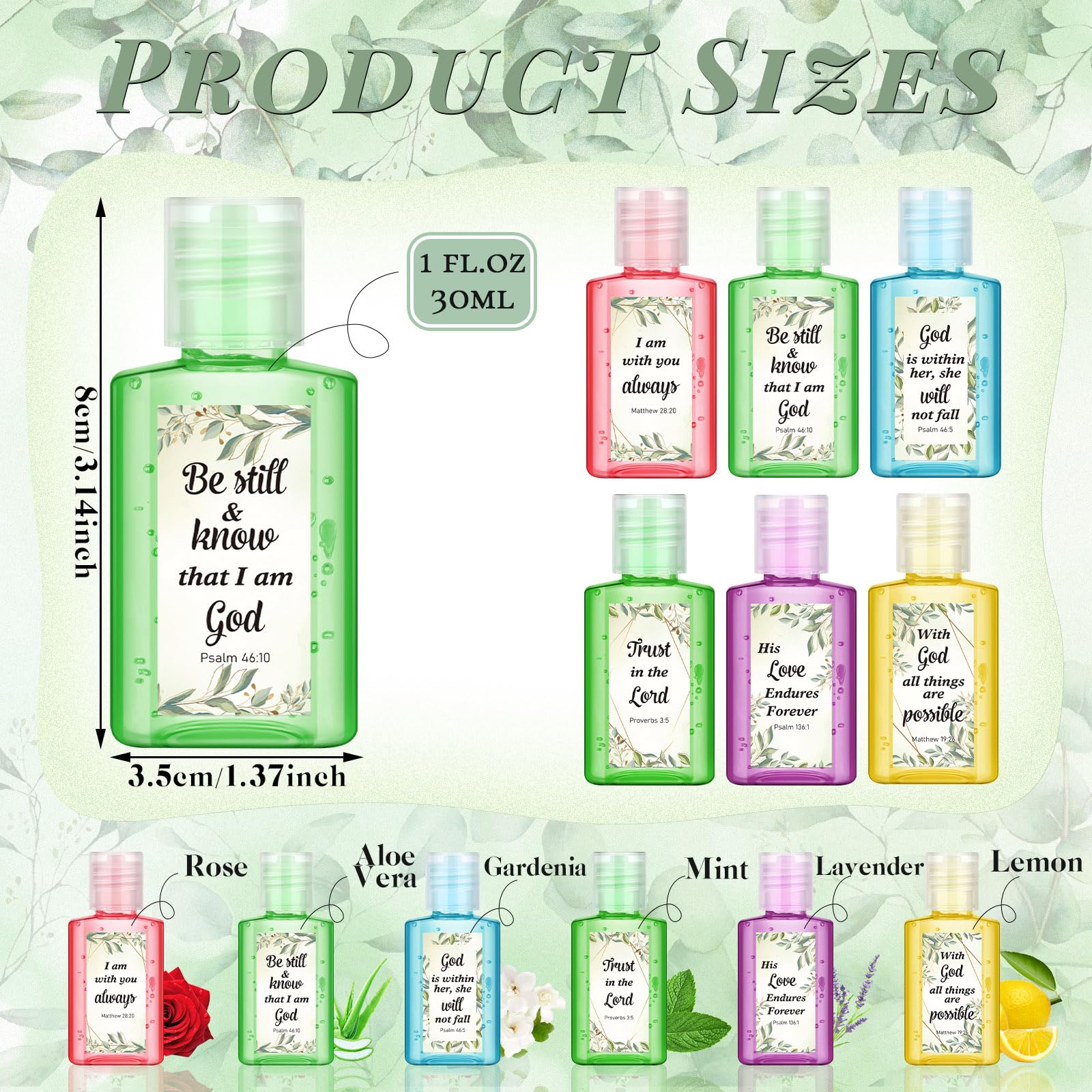 Gejoy six-scent set of Christian hand sanitizers for gifting at celebrations