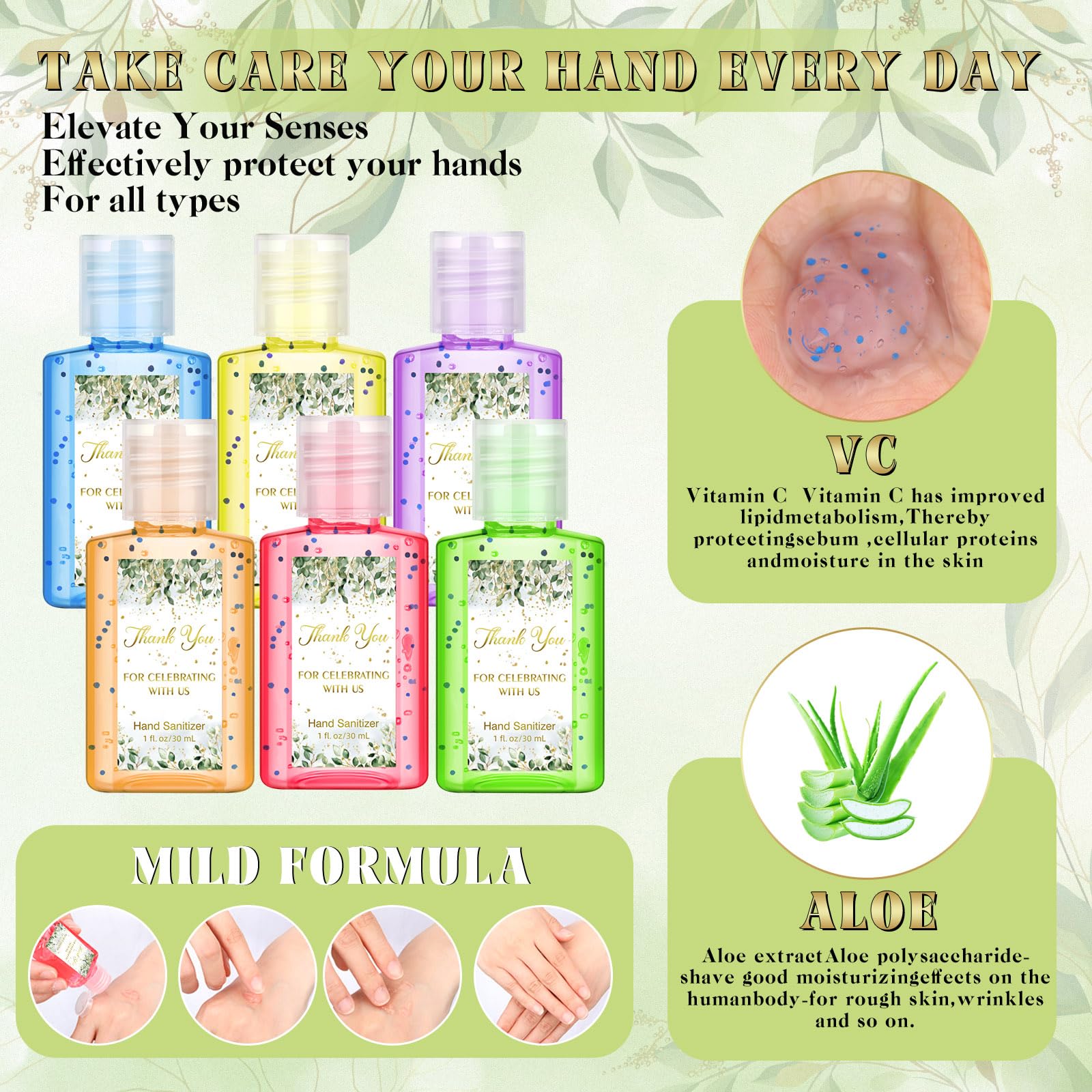 Gejoy fragrance labels showcasing six scent options for guests.
