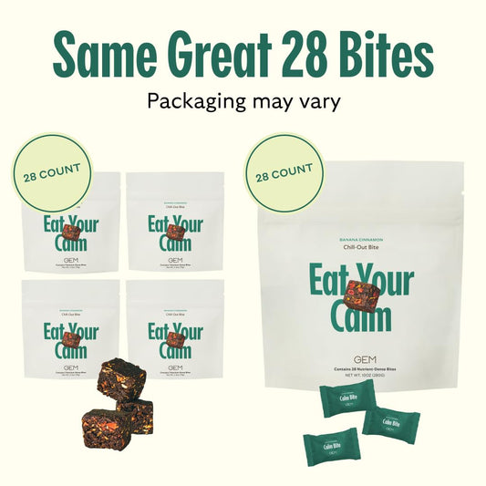 Close-up of GEM Calm Bite with banana cinnamon flavor for calm focus